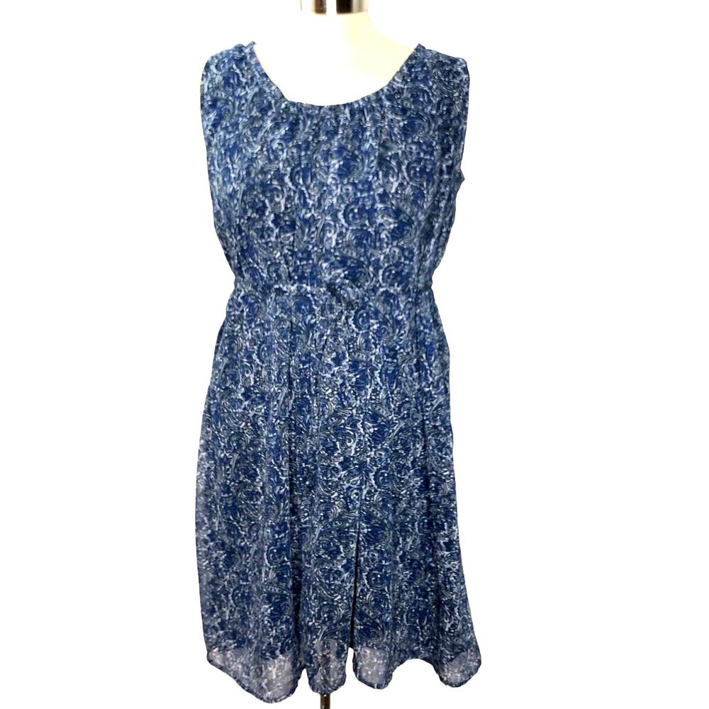 Converse All Star Womens M Blue Gray Paisley Chiffon Dress Sleeveless Racerback